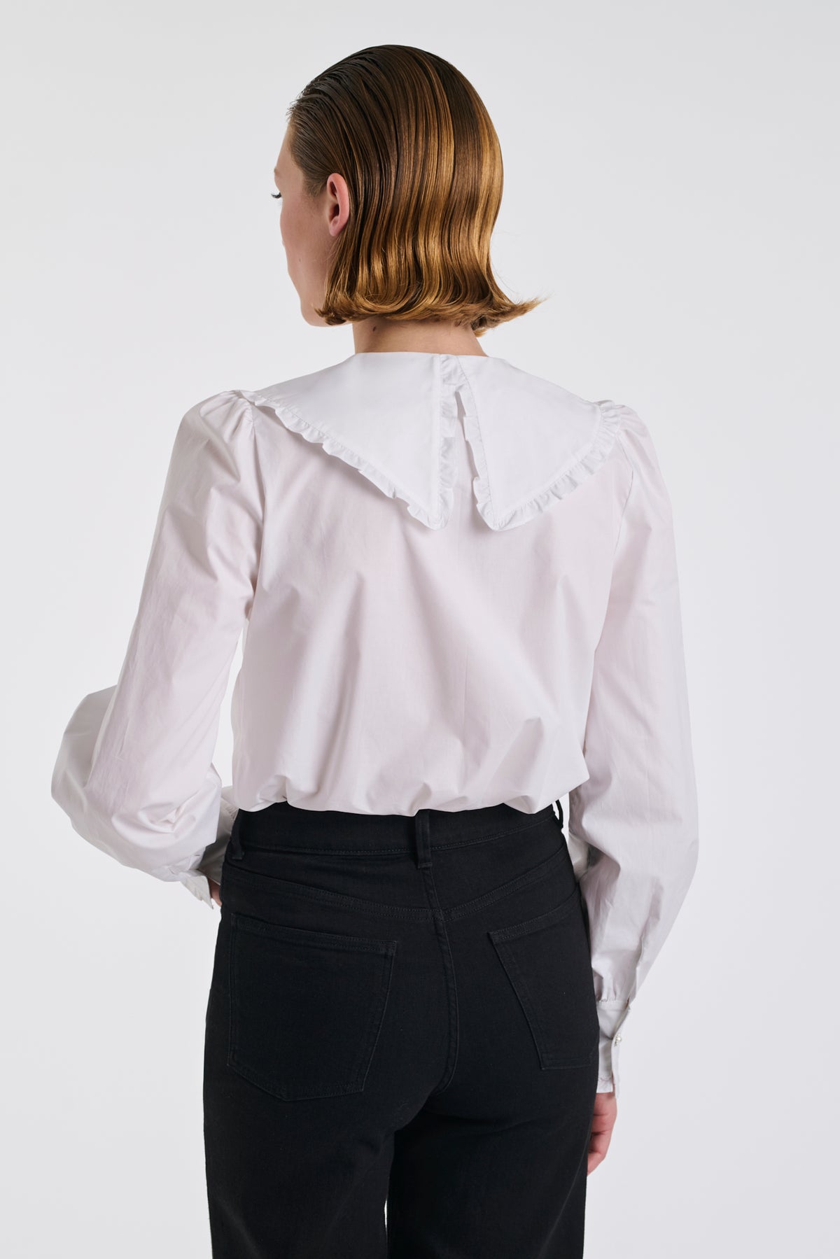 Poplin shirt with fancy collar