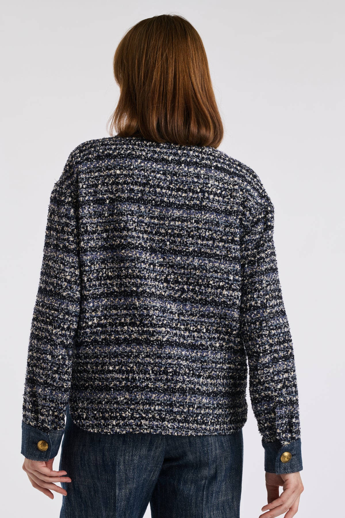 Tweed and denim overshirt