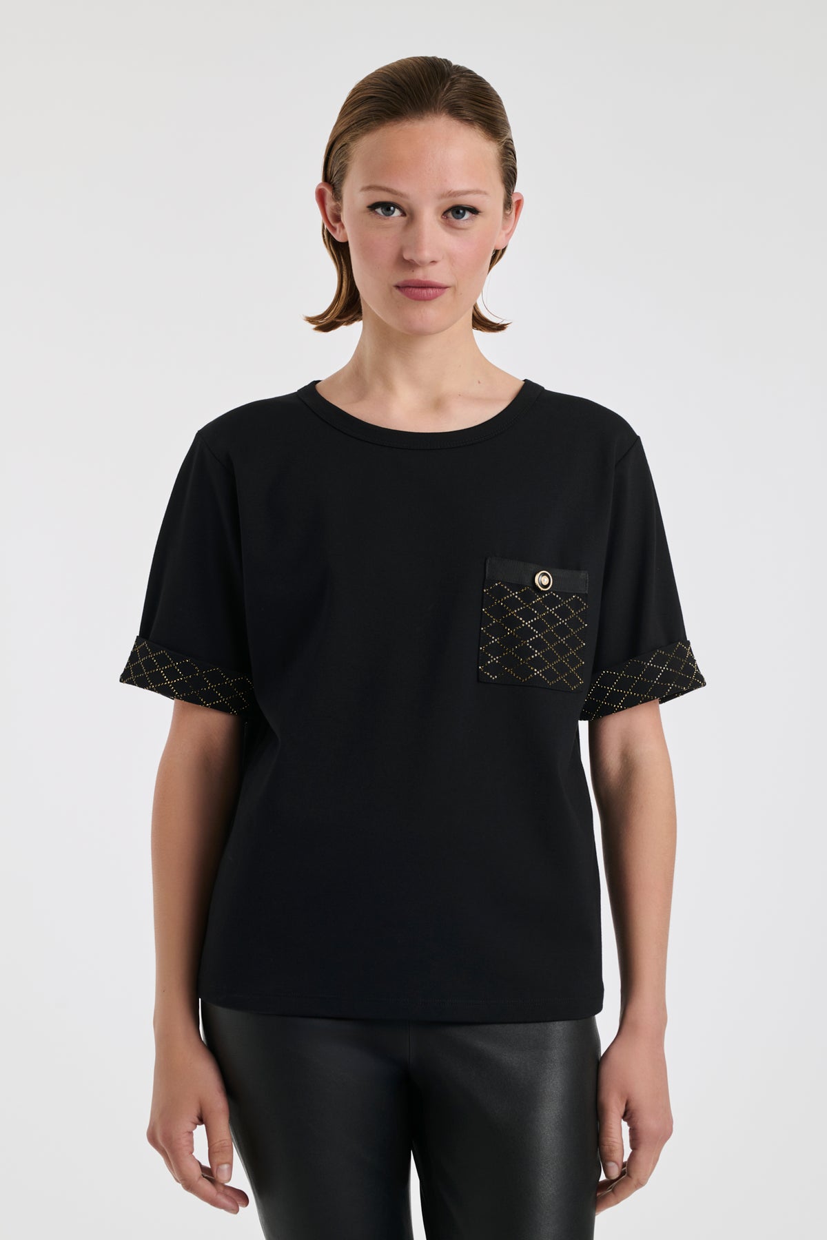 T-shirt with quilted-effect details