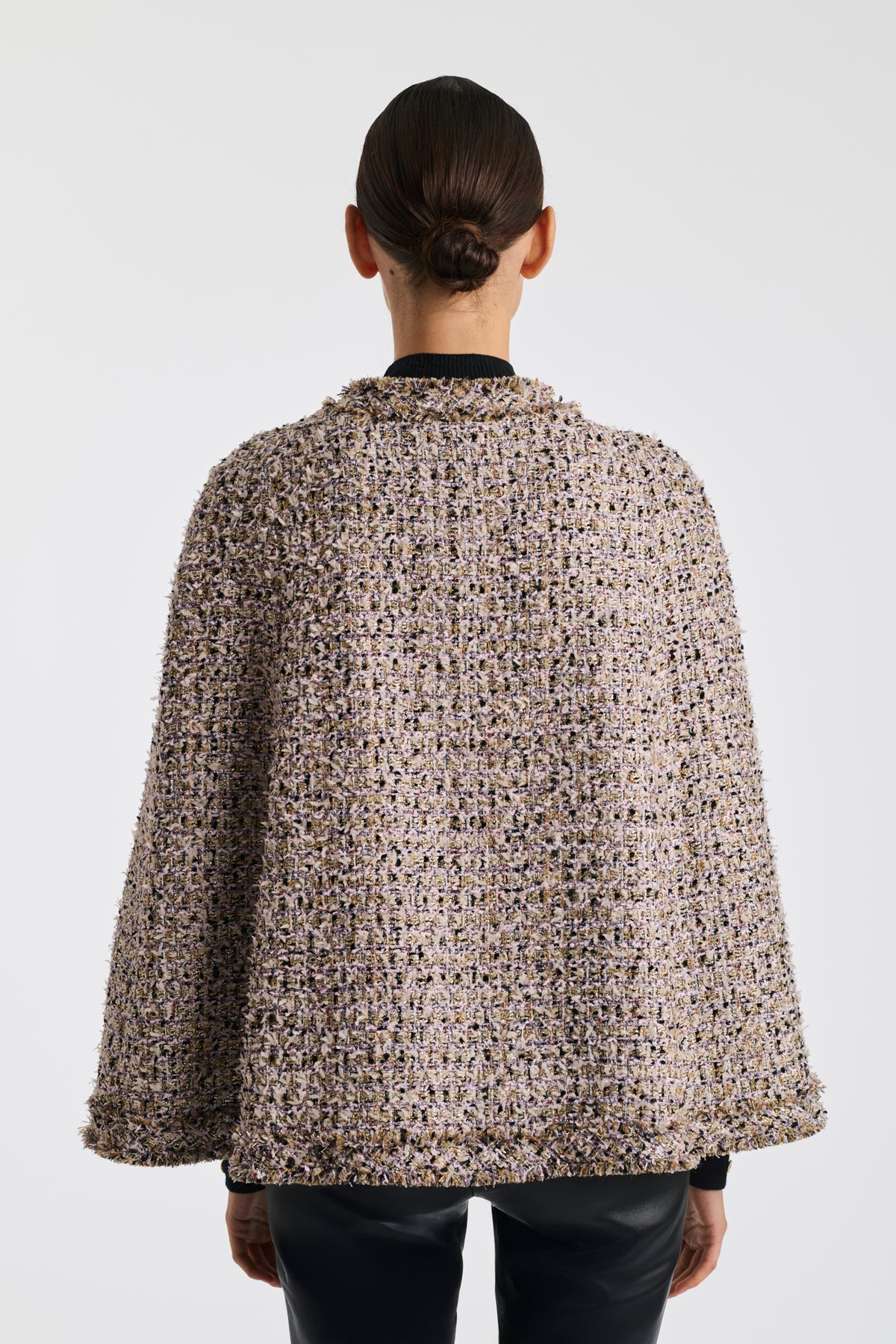Iridescent tweed cape