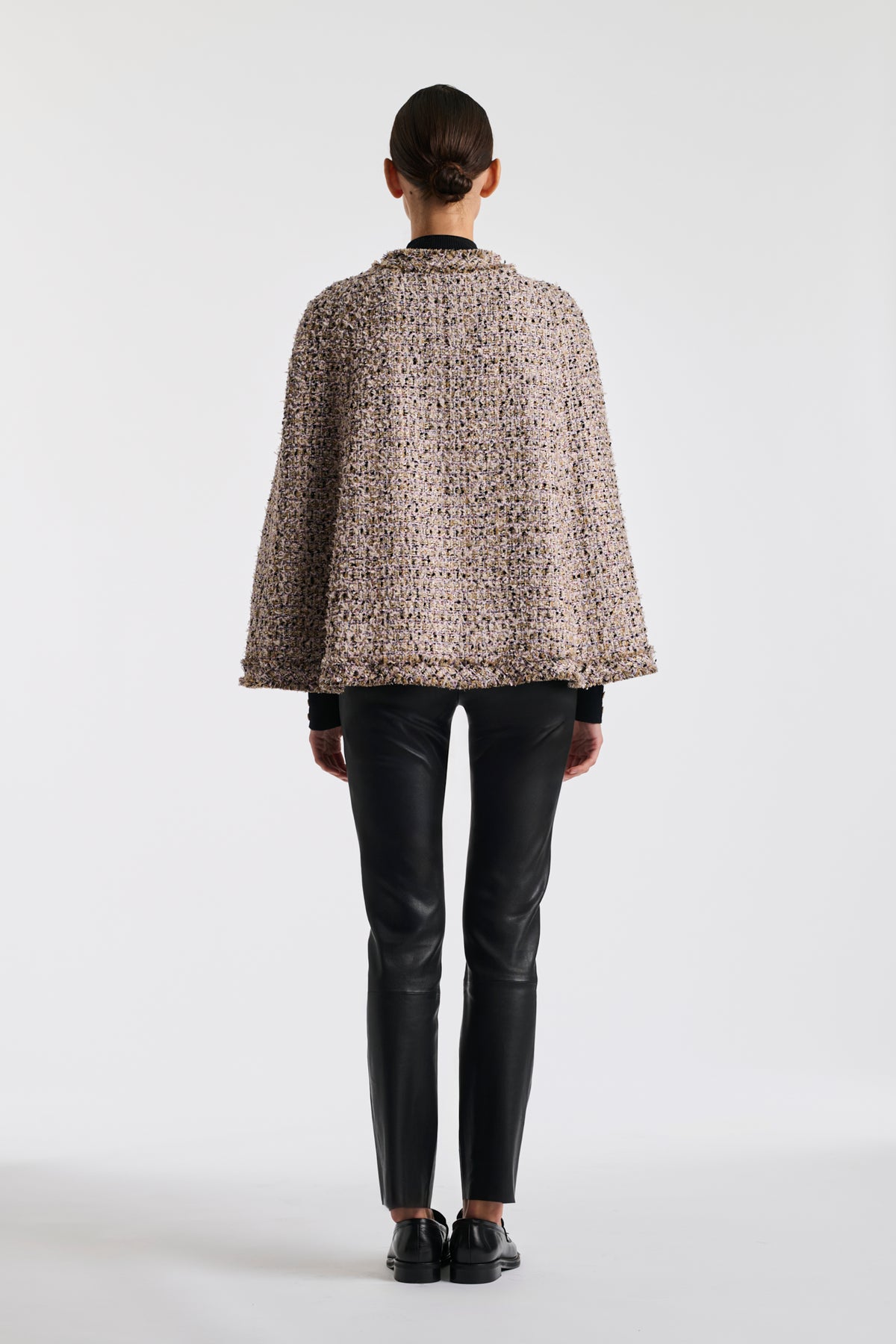 Iridescent tweed cape