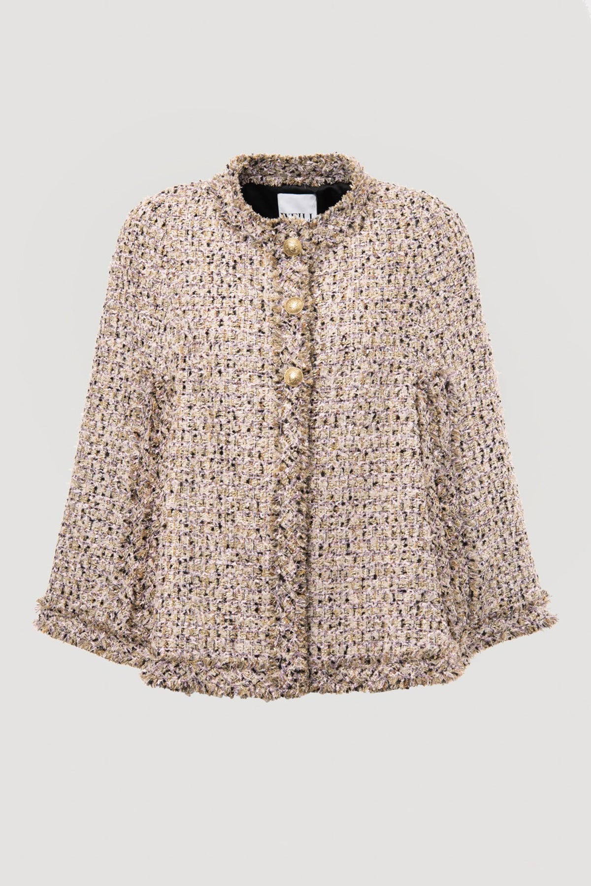 Iridescent tweed cape