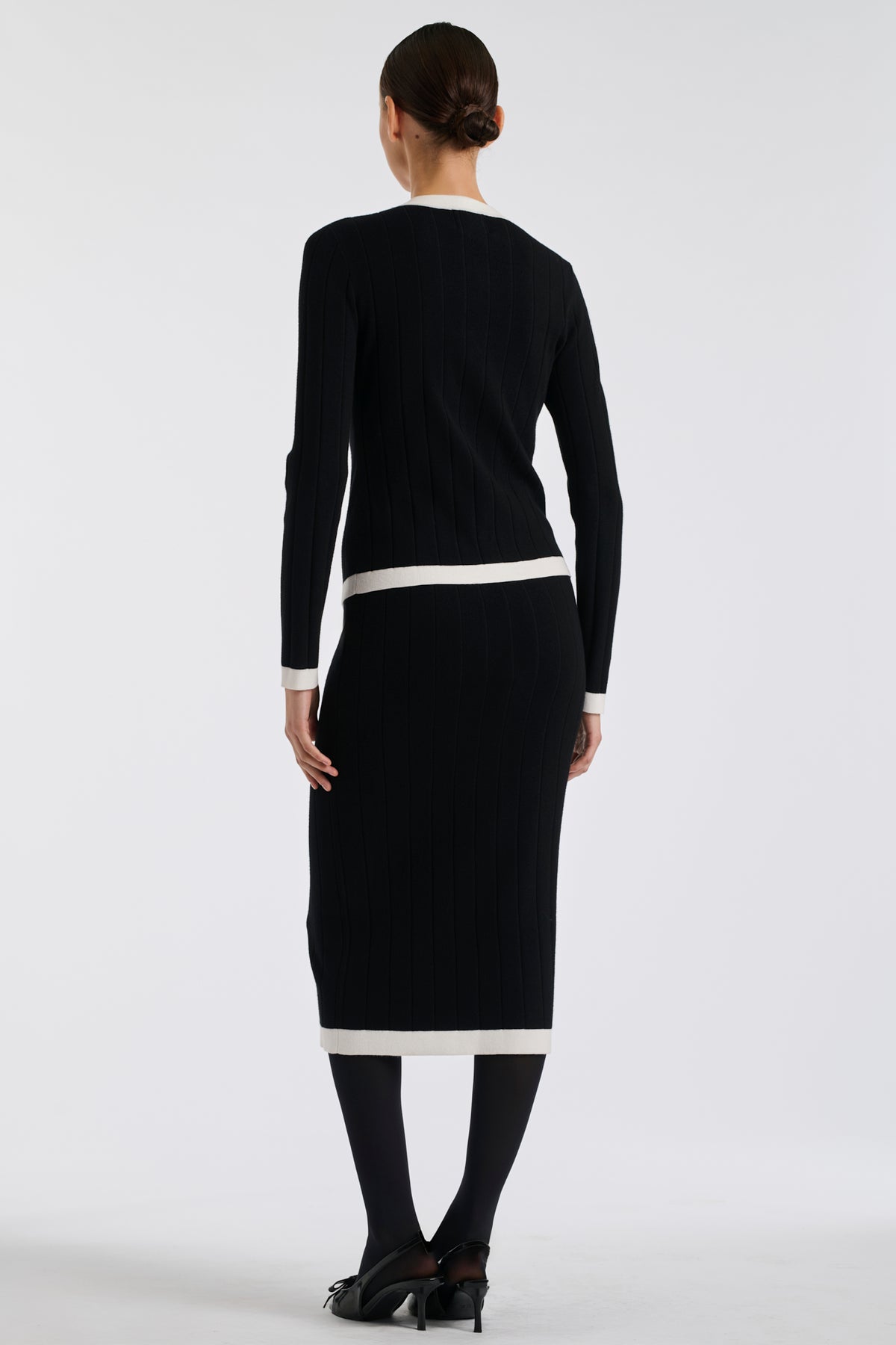 Two-tone jumper with jewelled buttons