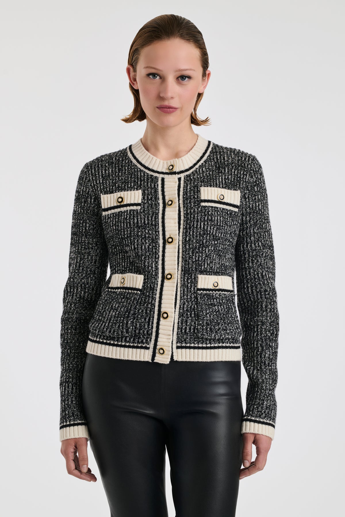 Two-tone knitted cardigan