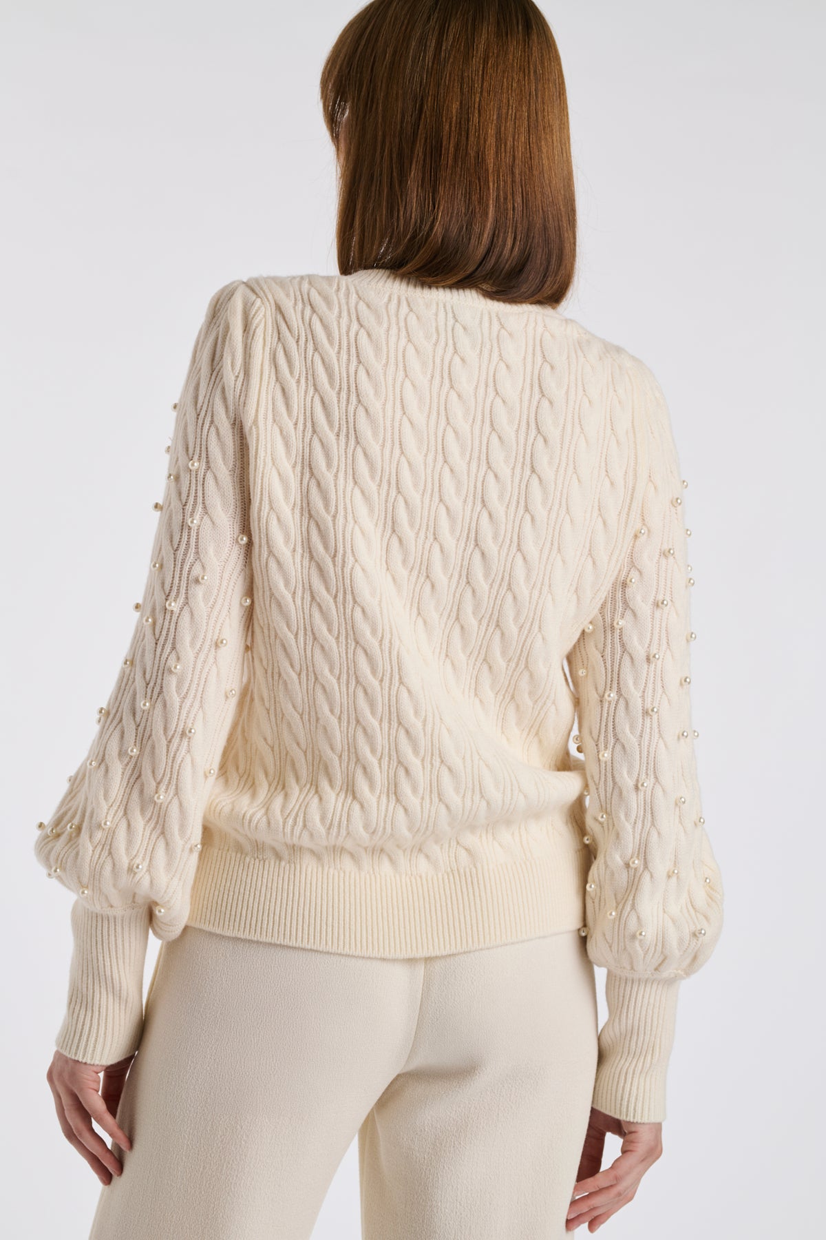Cable knit jumper with pearls