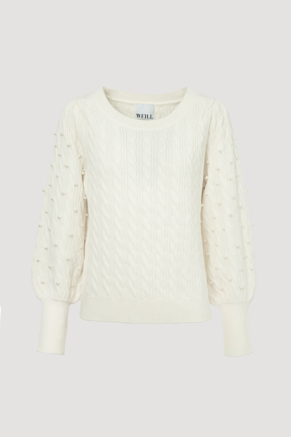 Cable knit jumper with pearls