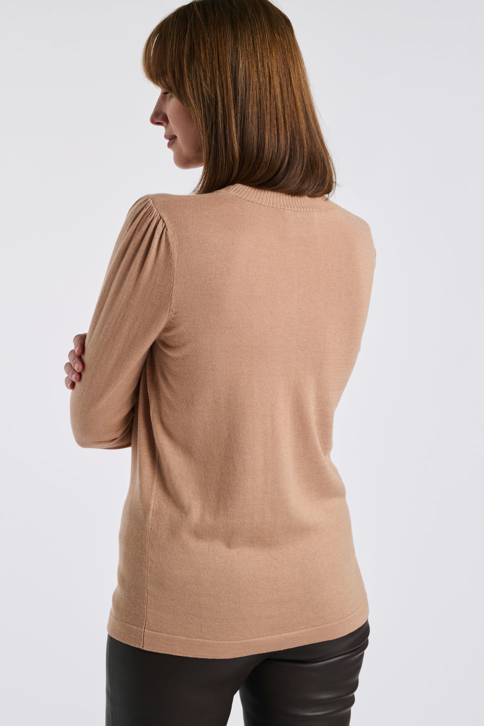 Pull col montant en soie et laine