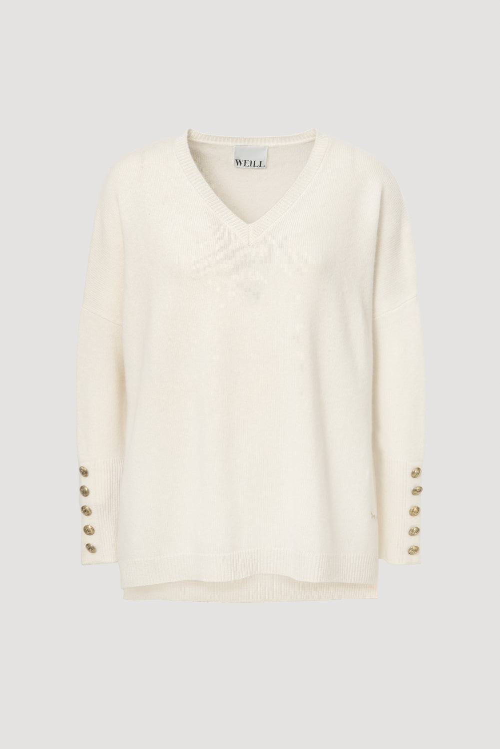 Pull col v en cachemire mélangé