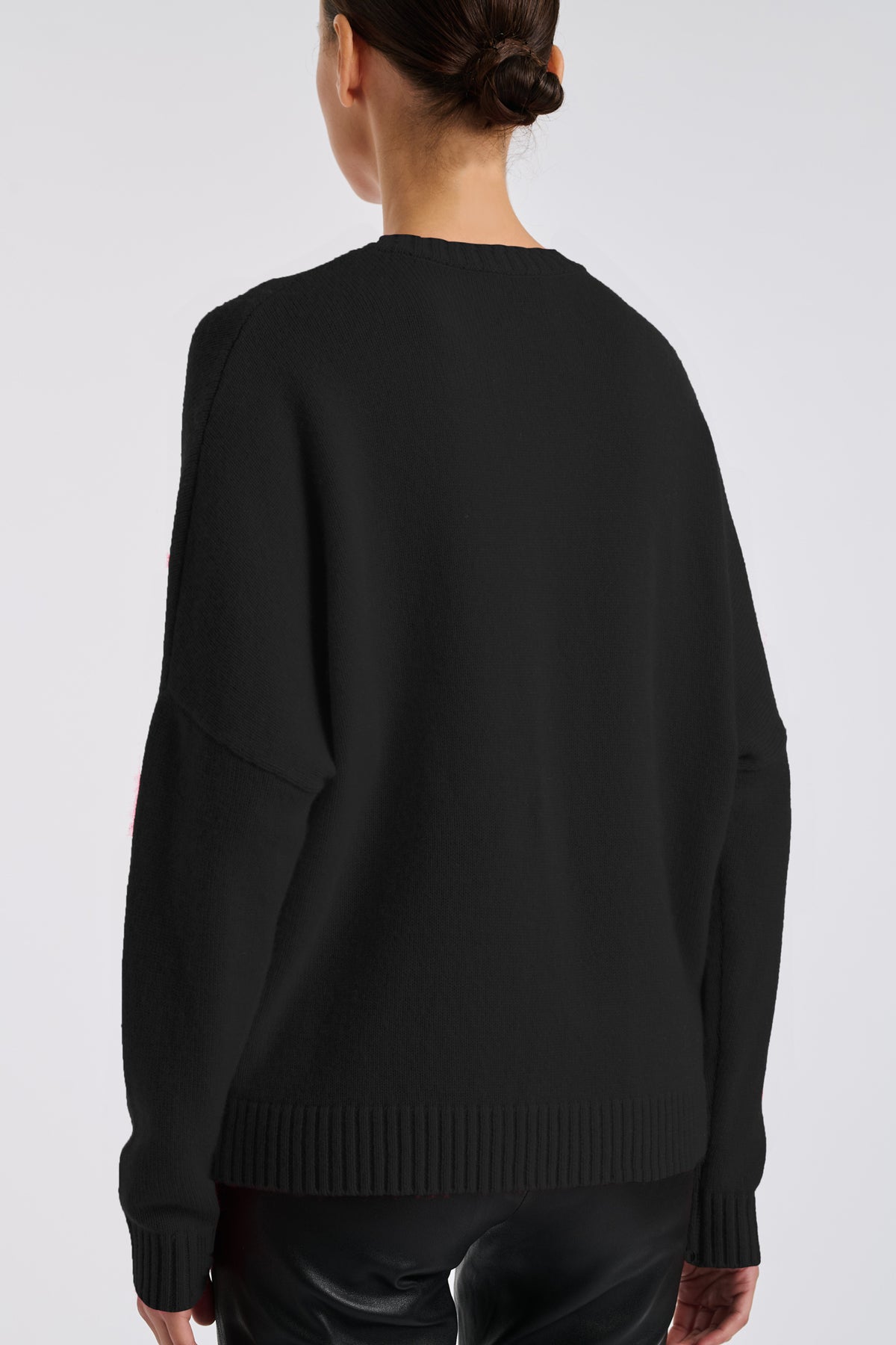 Cashmere jumper with rhinestone logo