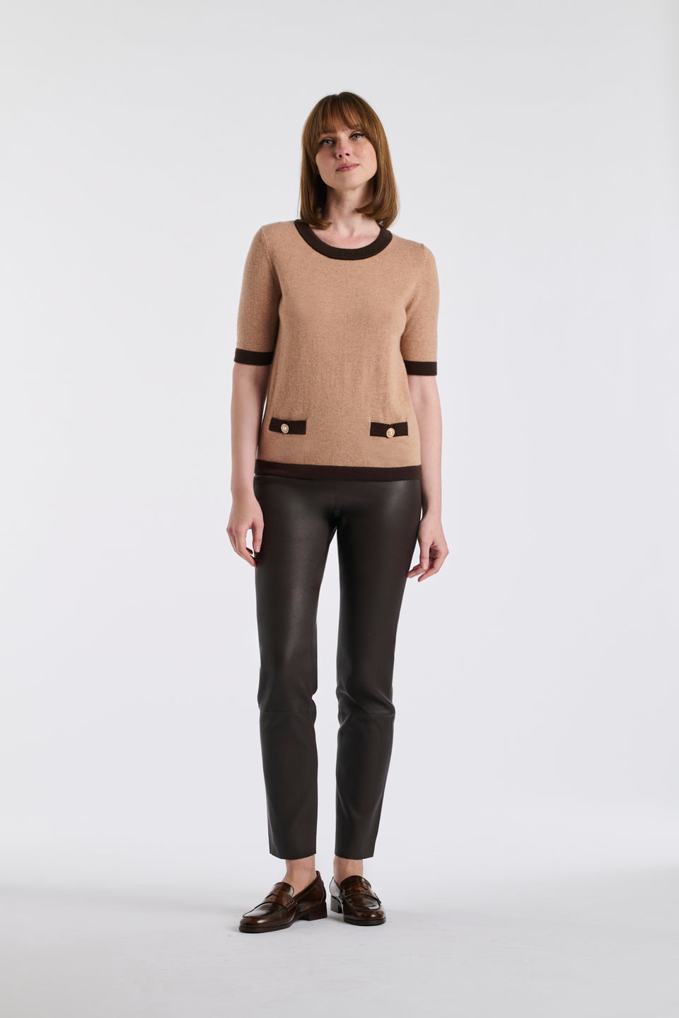 Pull bicolore en cachemire mélangé