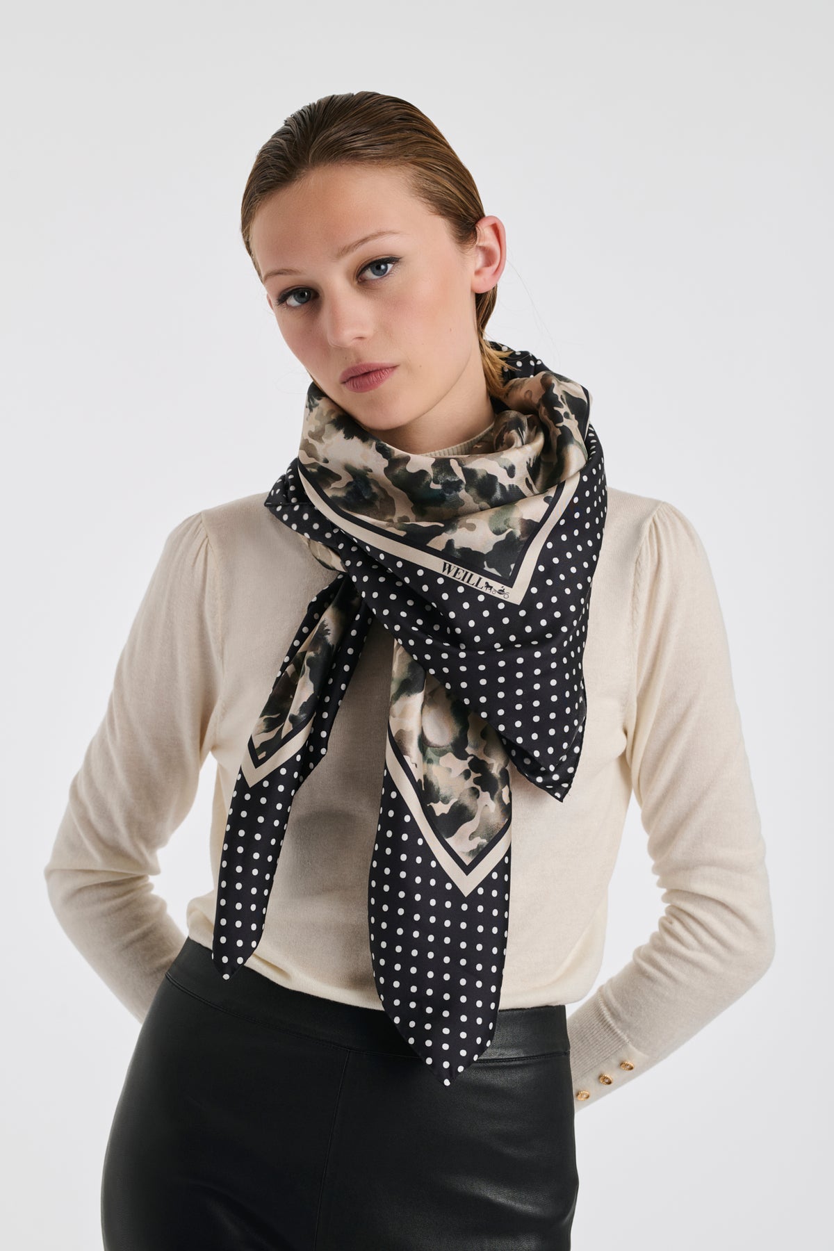 Foulard en soie imprimé camoufflage