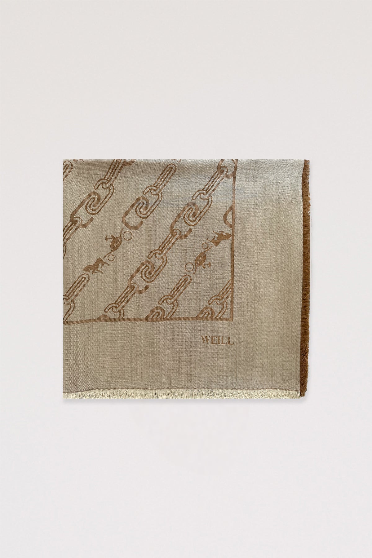 Foulard en laine et soie imprimé chaînes