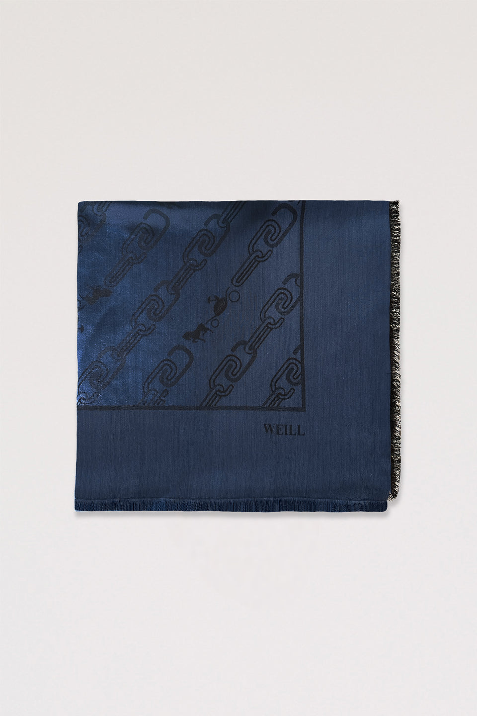 Foulard en laine et soie imprimé chaînes