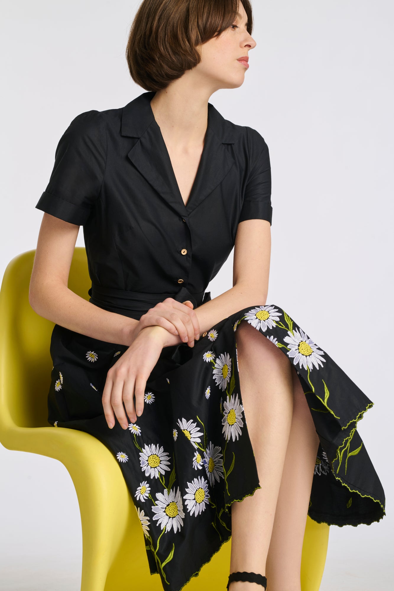 elegant dresses womens Peach Floral Embroidered Shirt