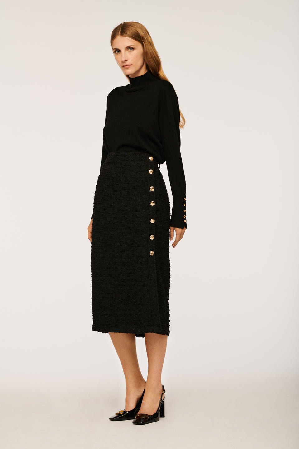 Jupe longue en tweed