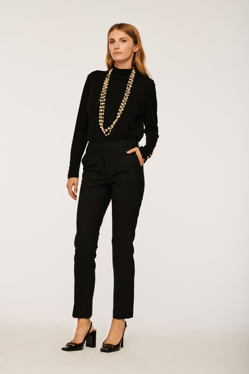 Pantalon cigarette en laine