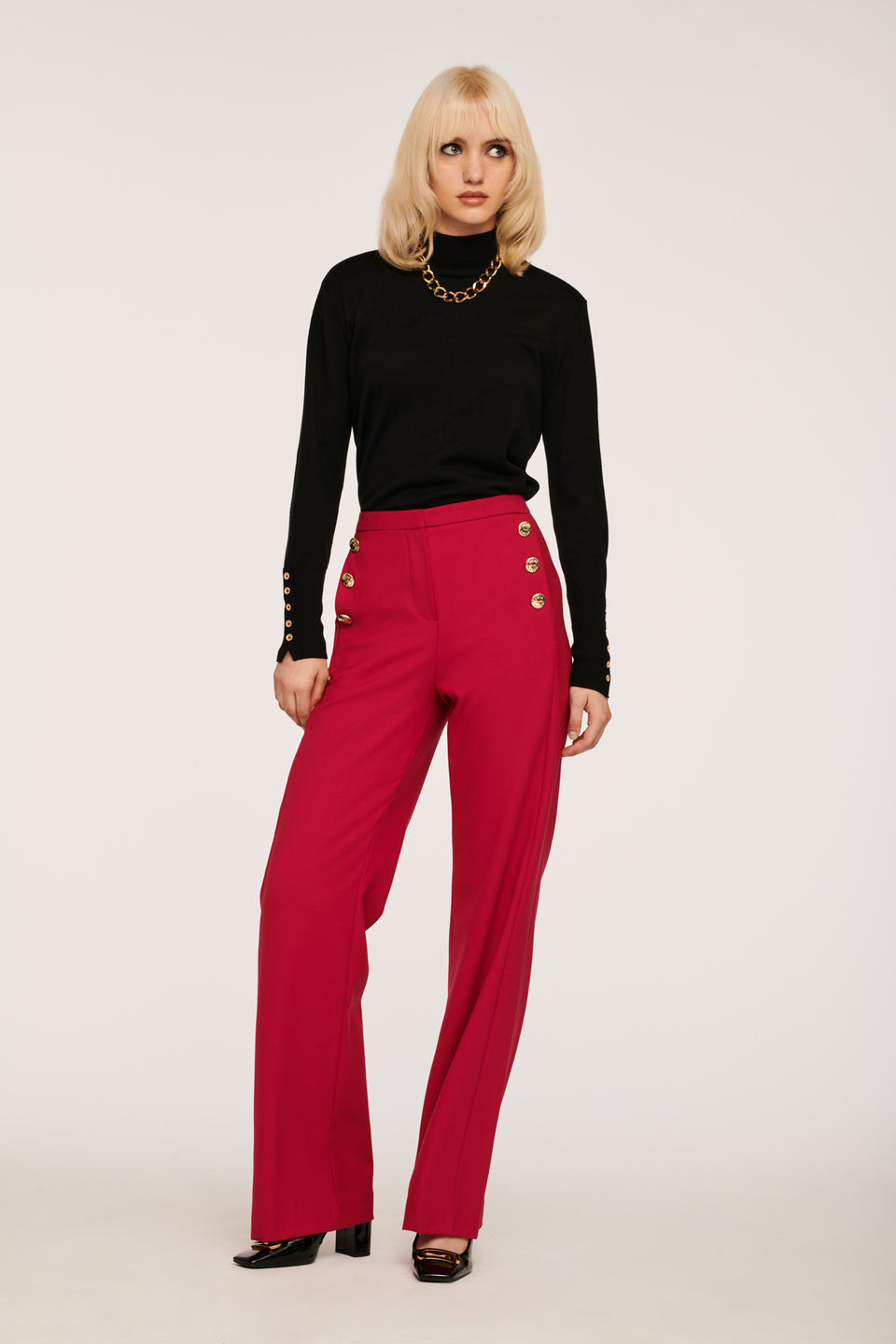 Pantalon à pont en laine