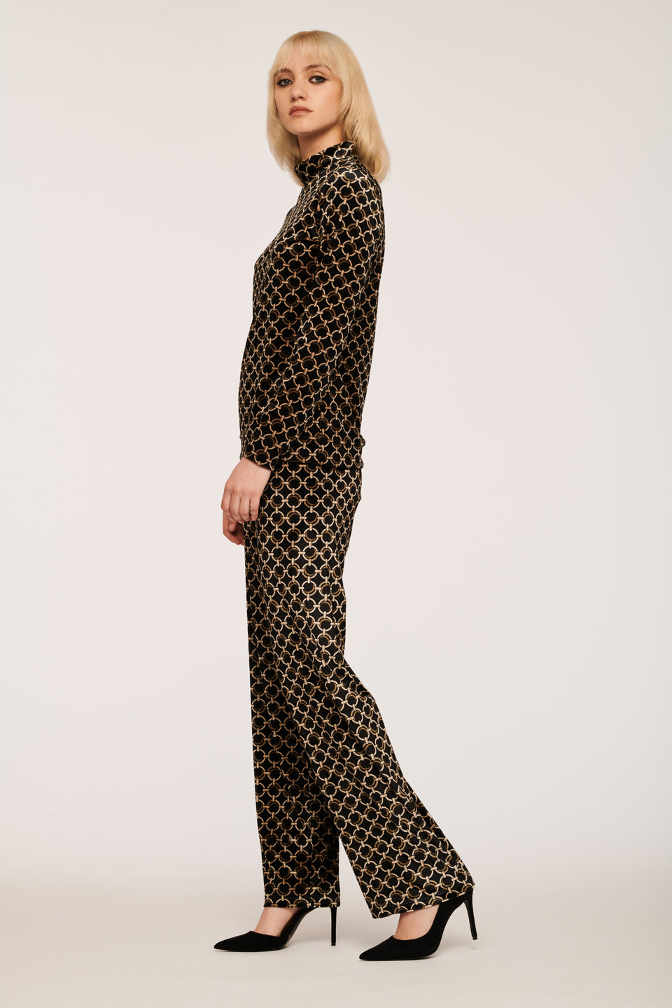 Pantalon en velours imprimé chaîne