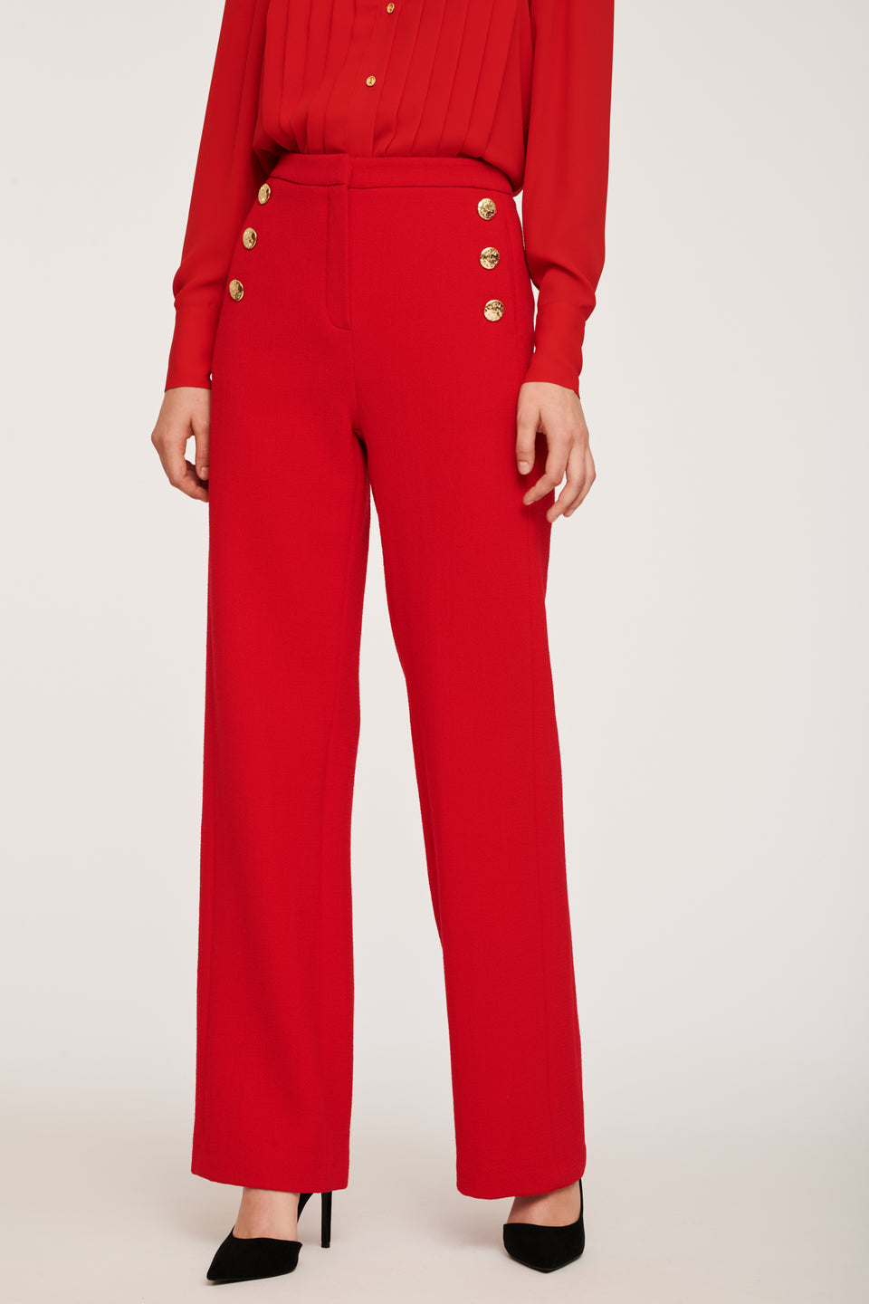 Pantalon large en crêpe de laine