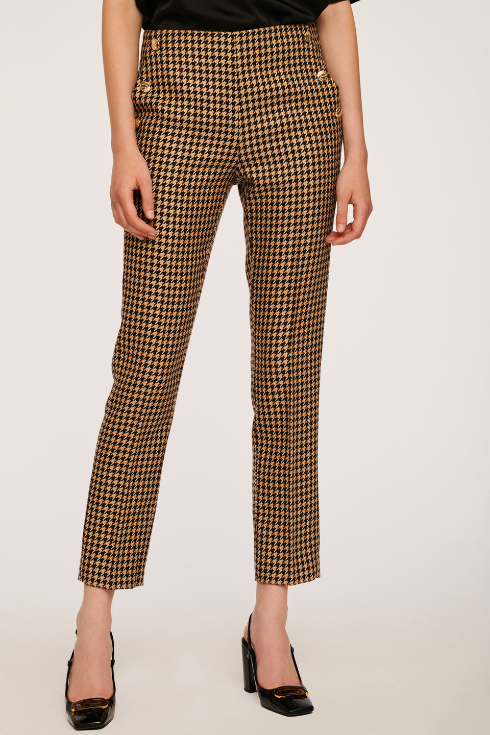 Pantalon droit pied-de-poule