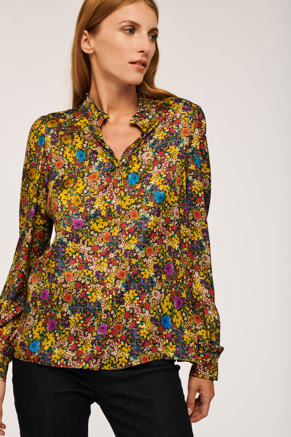 Chemise imprimée fleurs multico