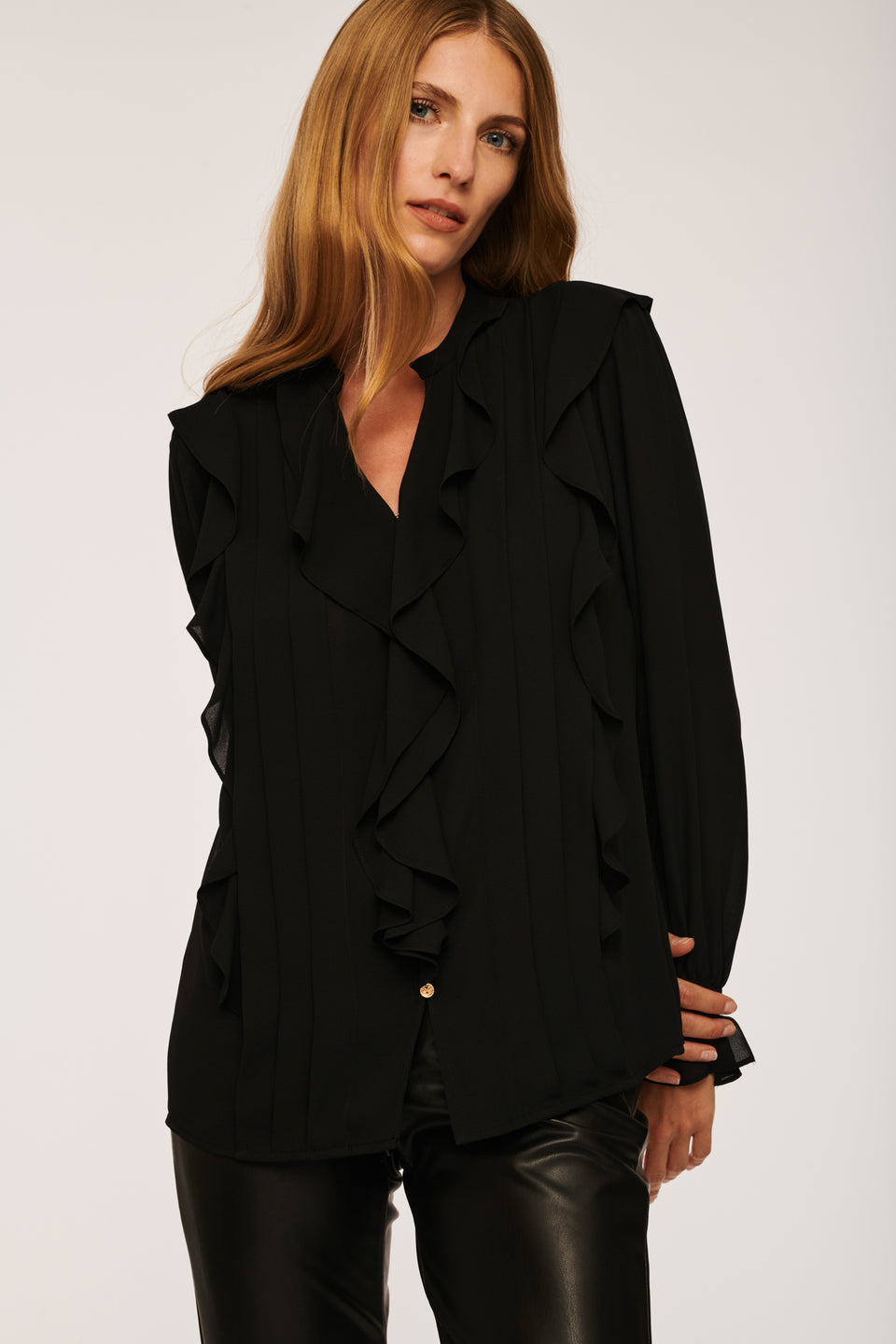 Blouse fluide volanté uni