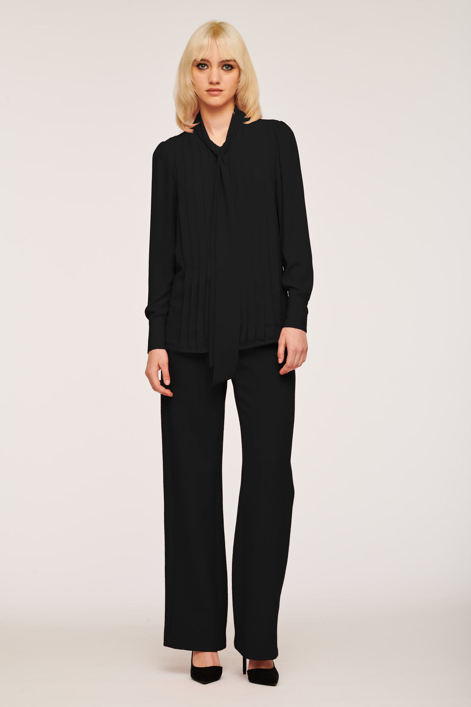 Chemise lavallière plissée