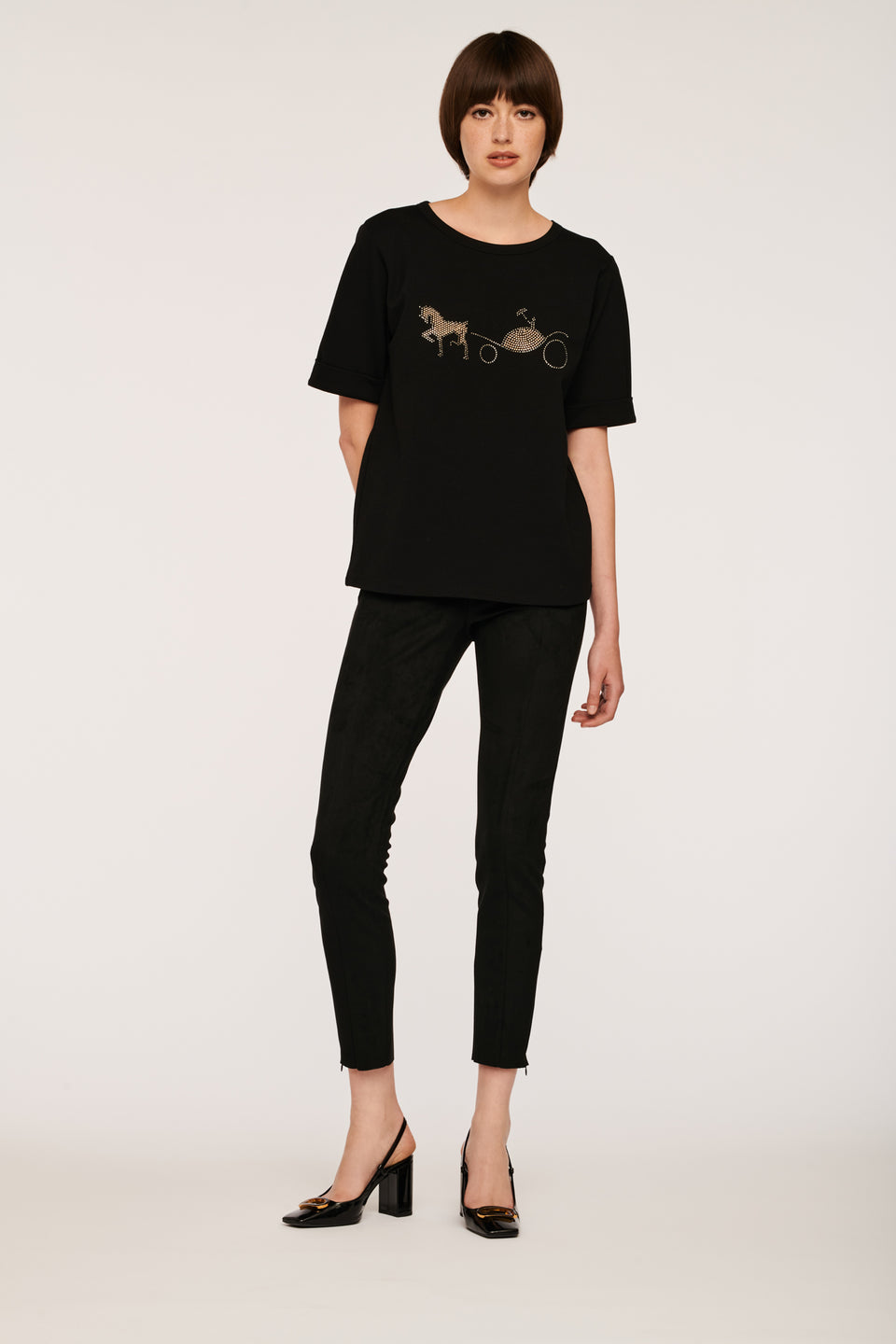 T-shirt logo strass et studs