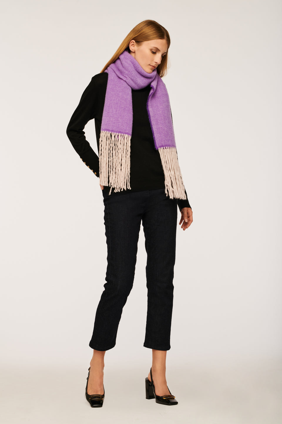 Écharpe en laine avec franges