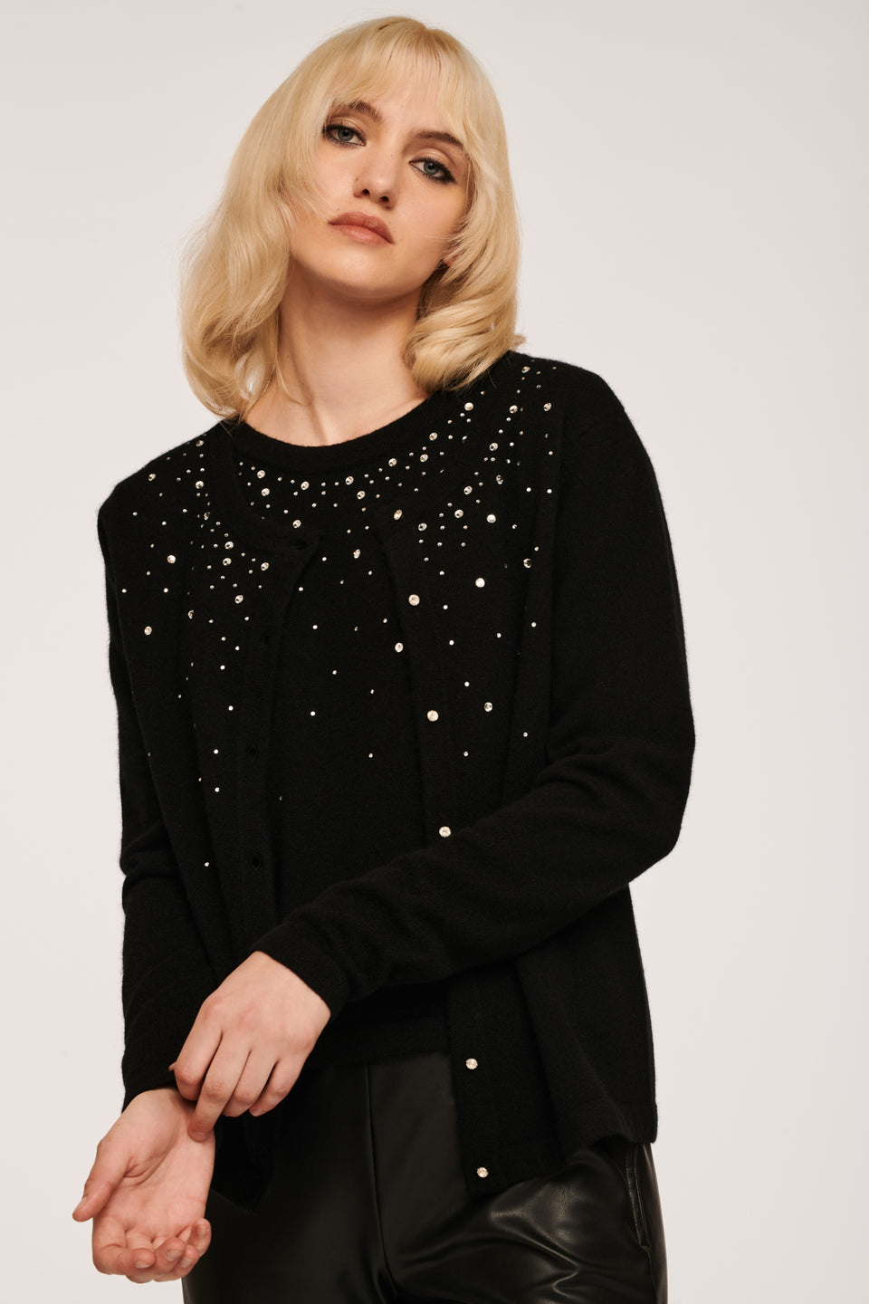 Cardigan à strass en cachemire