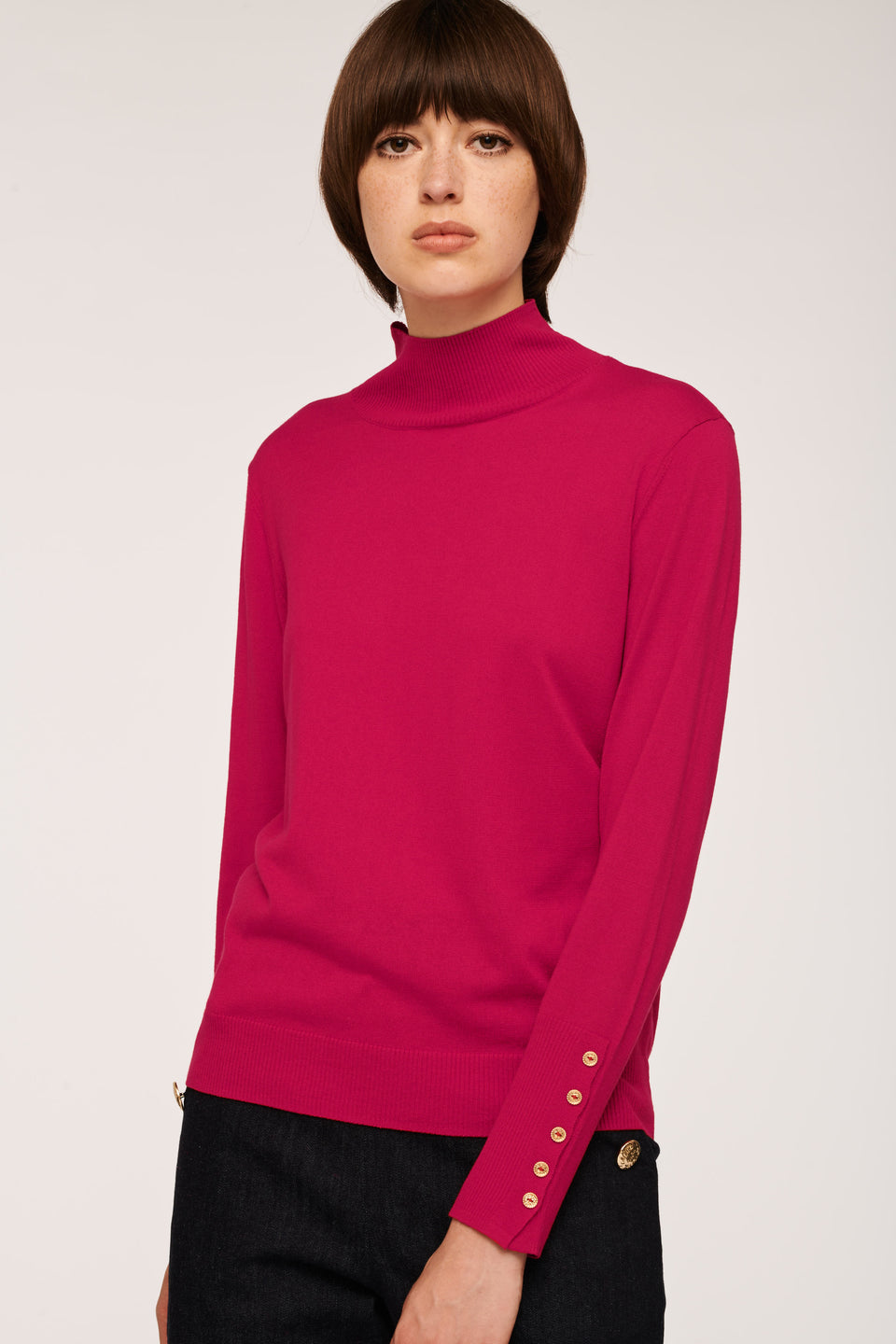 Pull col montant en soie et cachemire