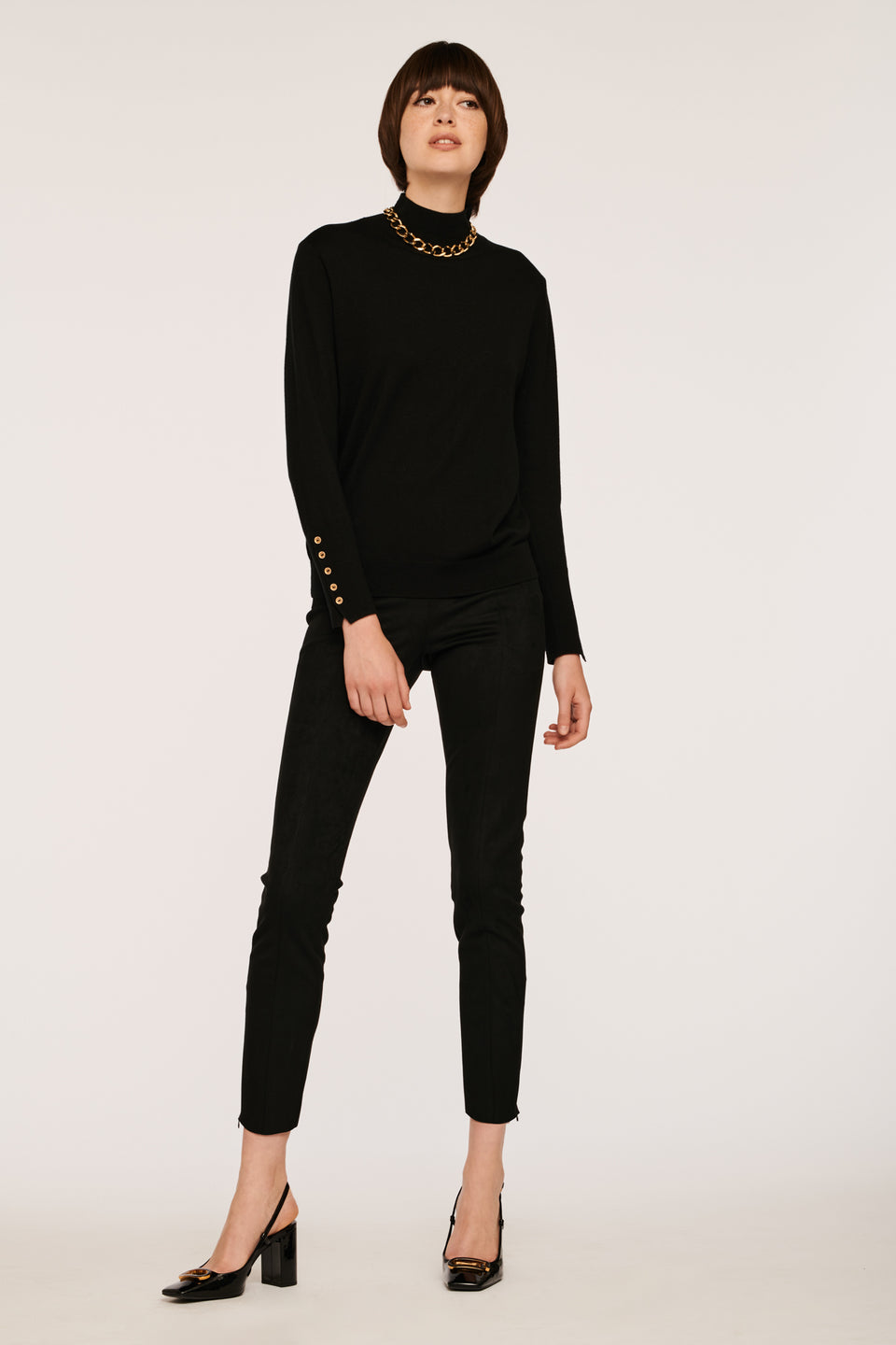 Pull col montant en soie et cachemire