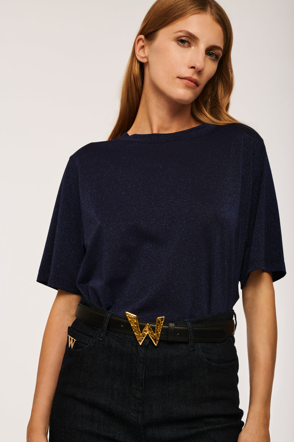 Ceinture en cuir et boucle W