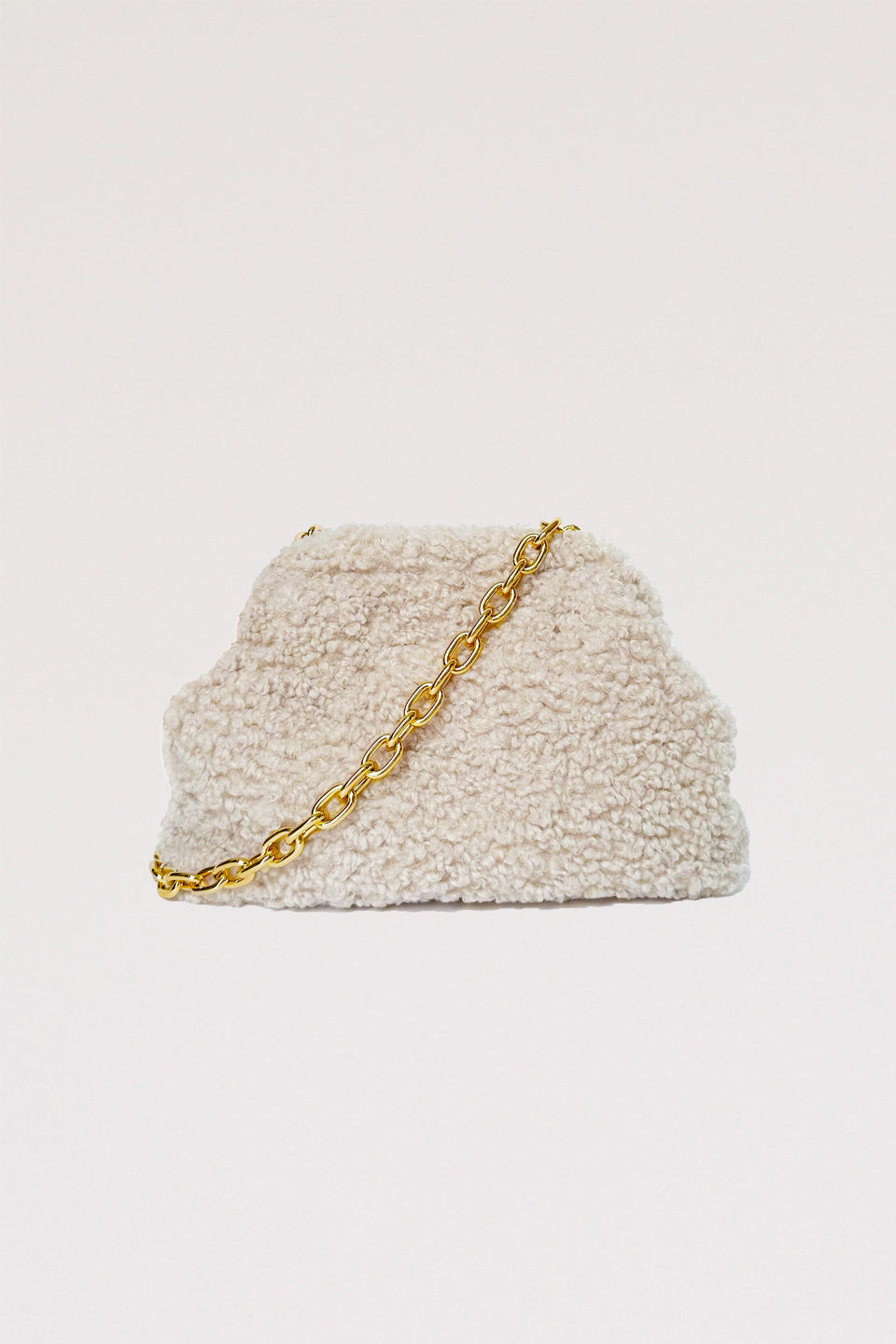 Pochette bouclée écru