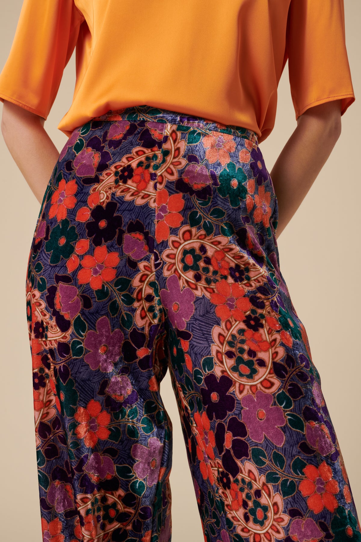 Pantalon en velours imprimé