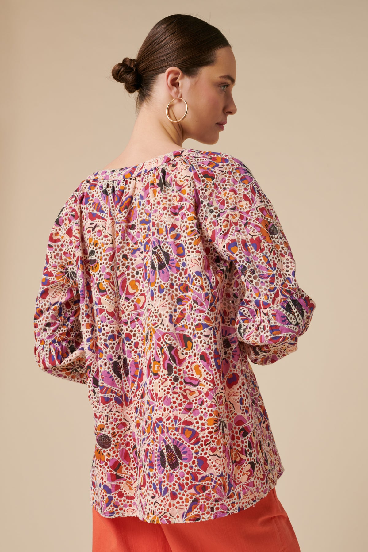Blouse imprimée en broderie anglaise