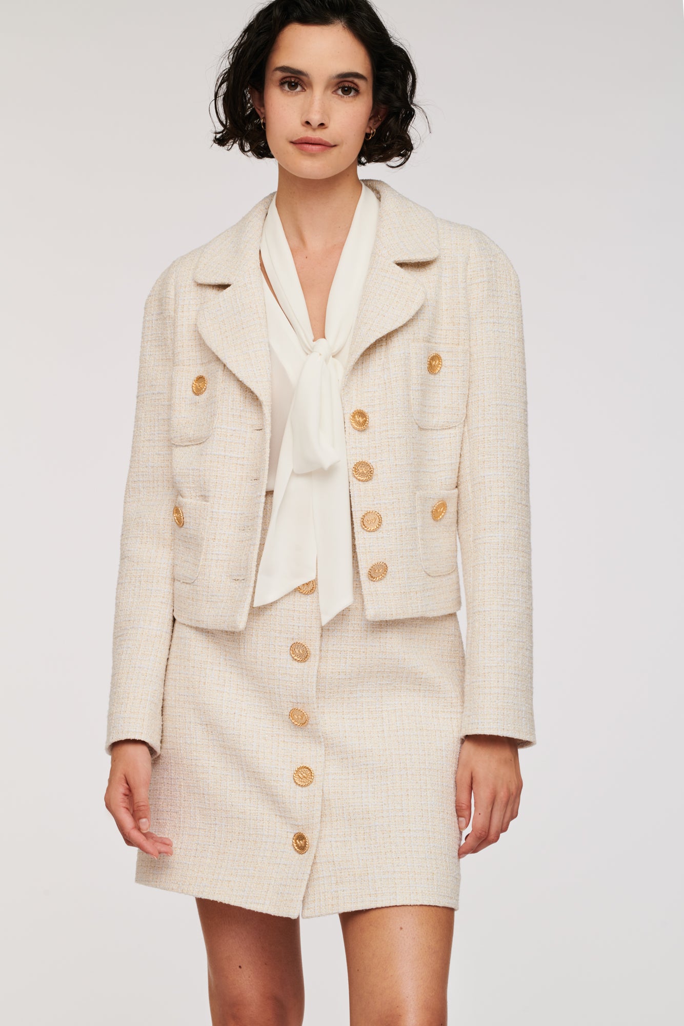 Iridescent tweed cropped jacket