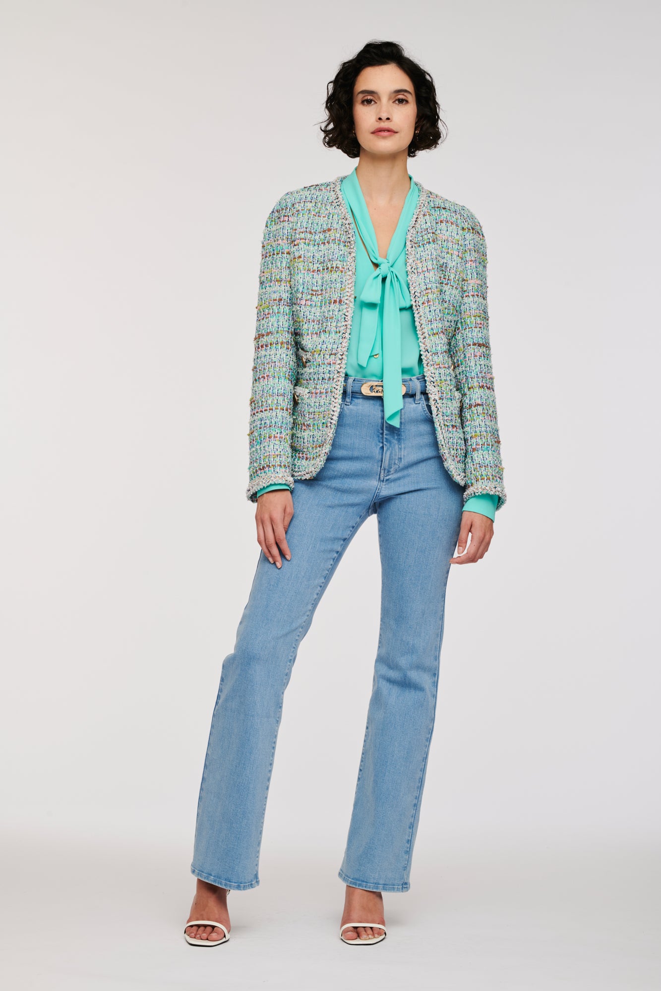 Multi-coloured pastel tweed jacket