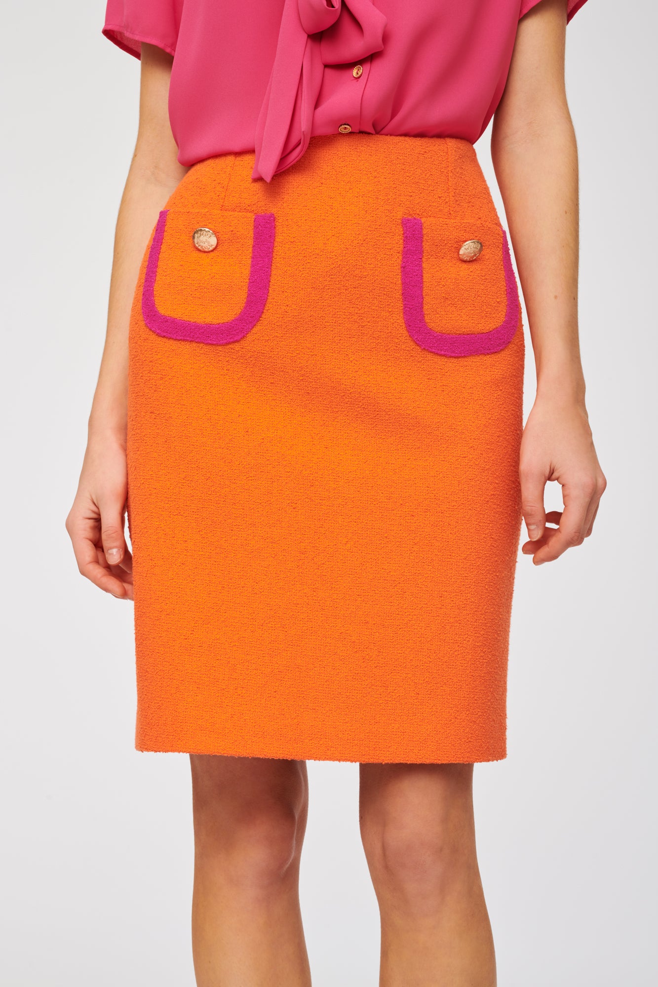 Straight-fit terry cotton skirt