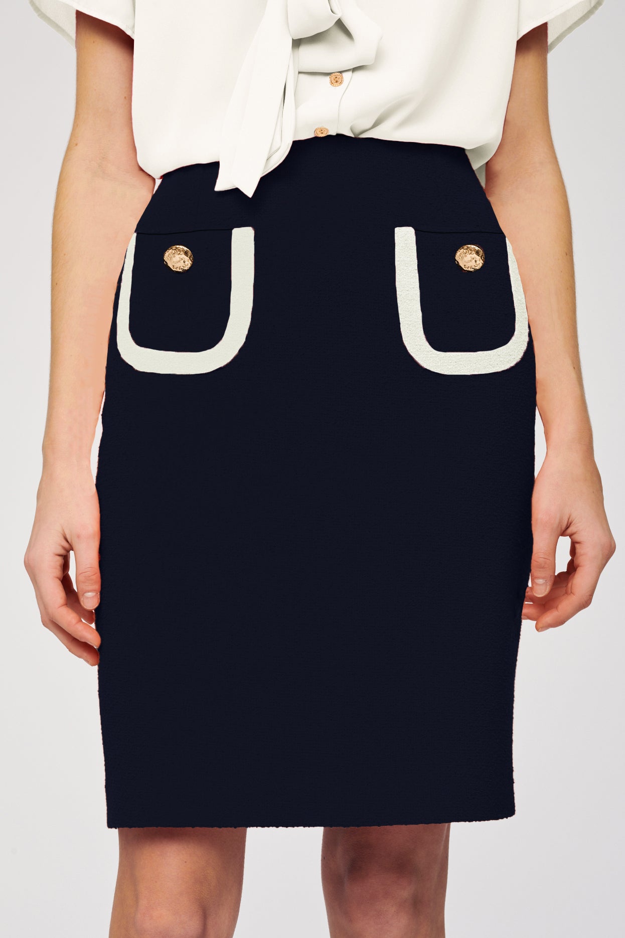 Straight-fit terry cotton skirt