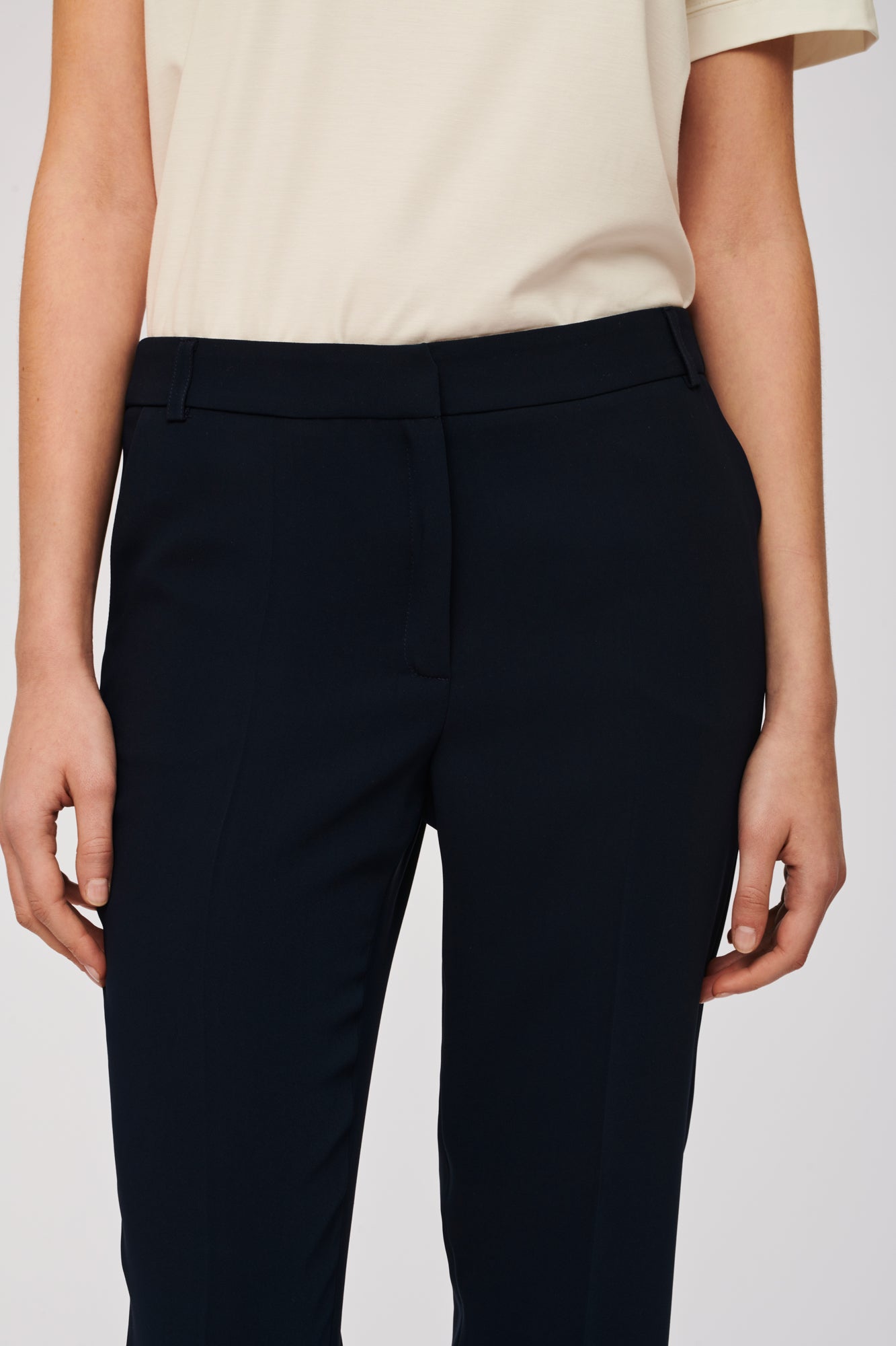 Straight-leg microfibre trousers