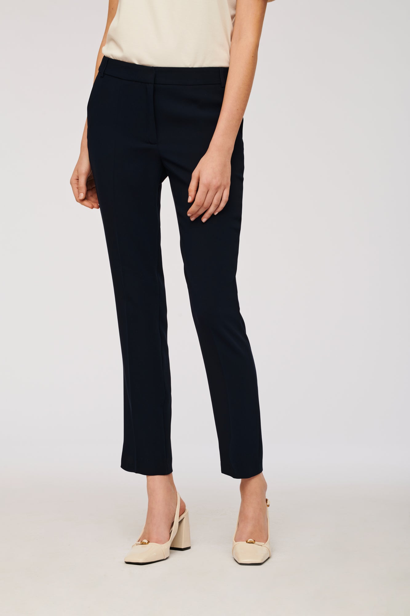 Straight-leg microfibre trousers