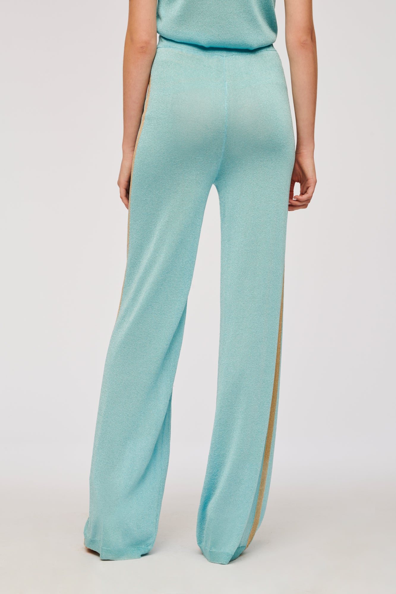 Wide-leg lurex knit trousers