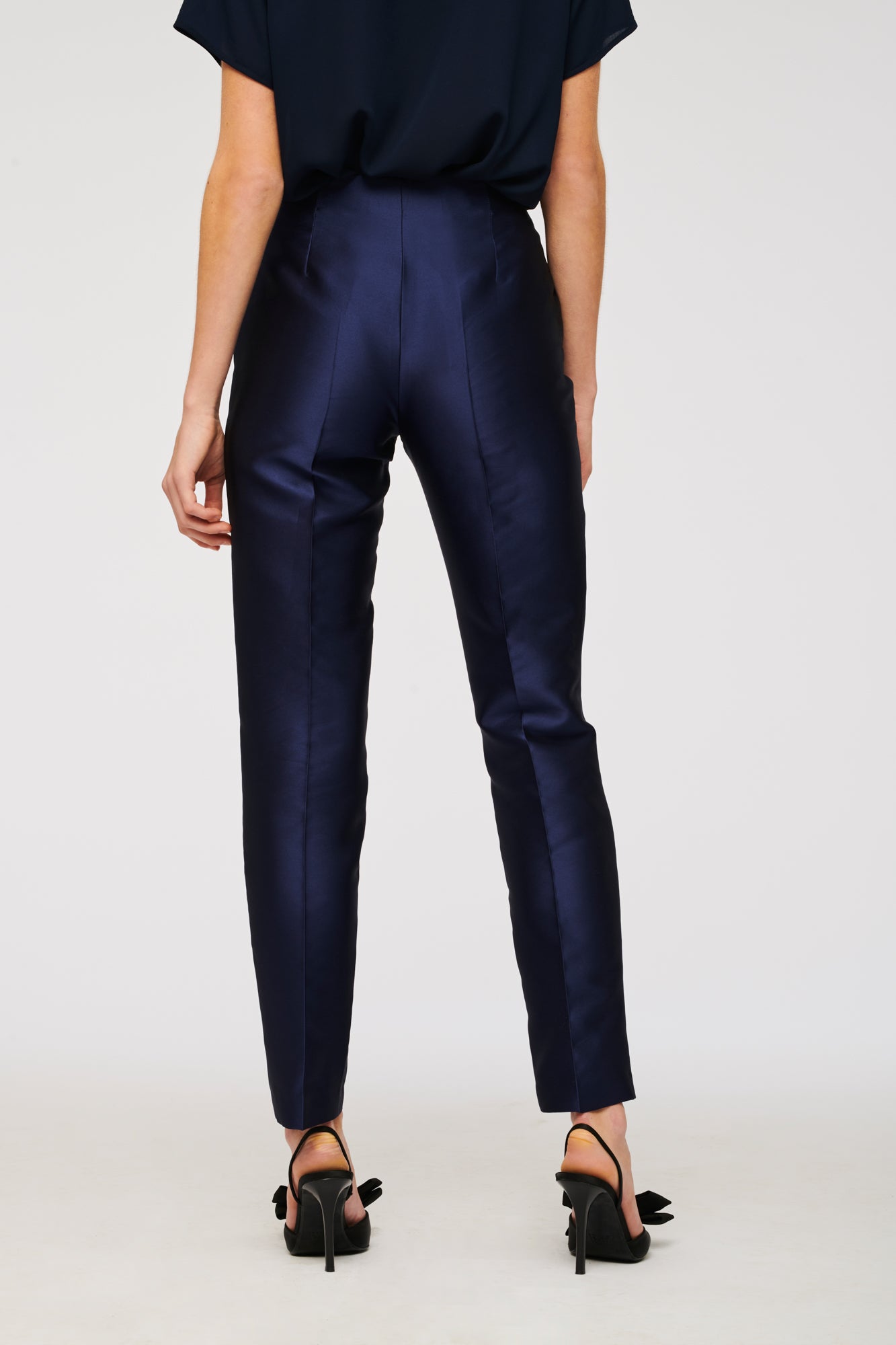 Straight-leg taffeta trousers 