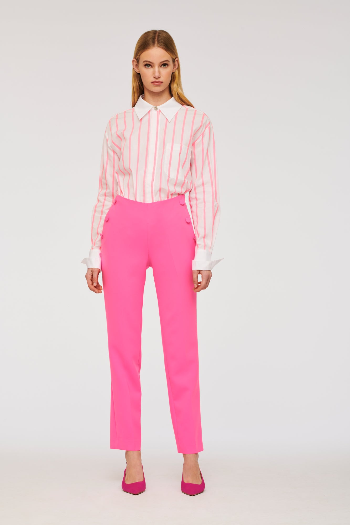 Straight-leg crêpe trousers
