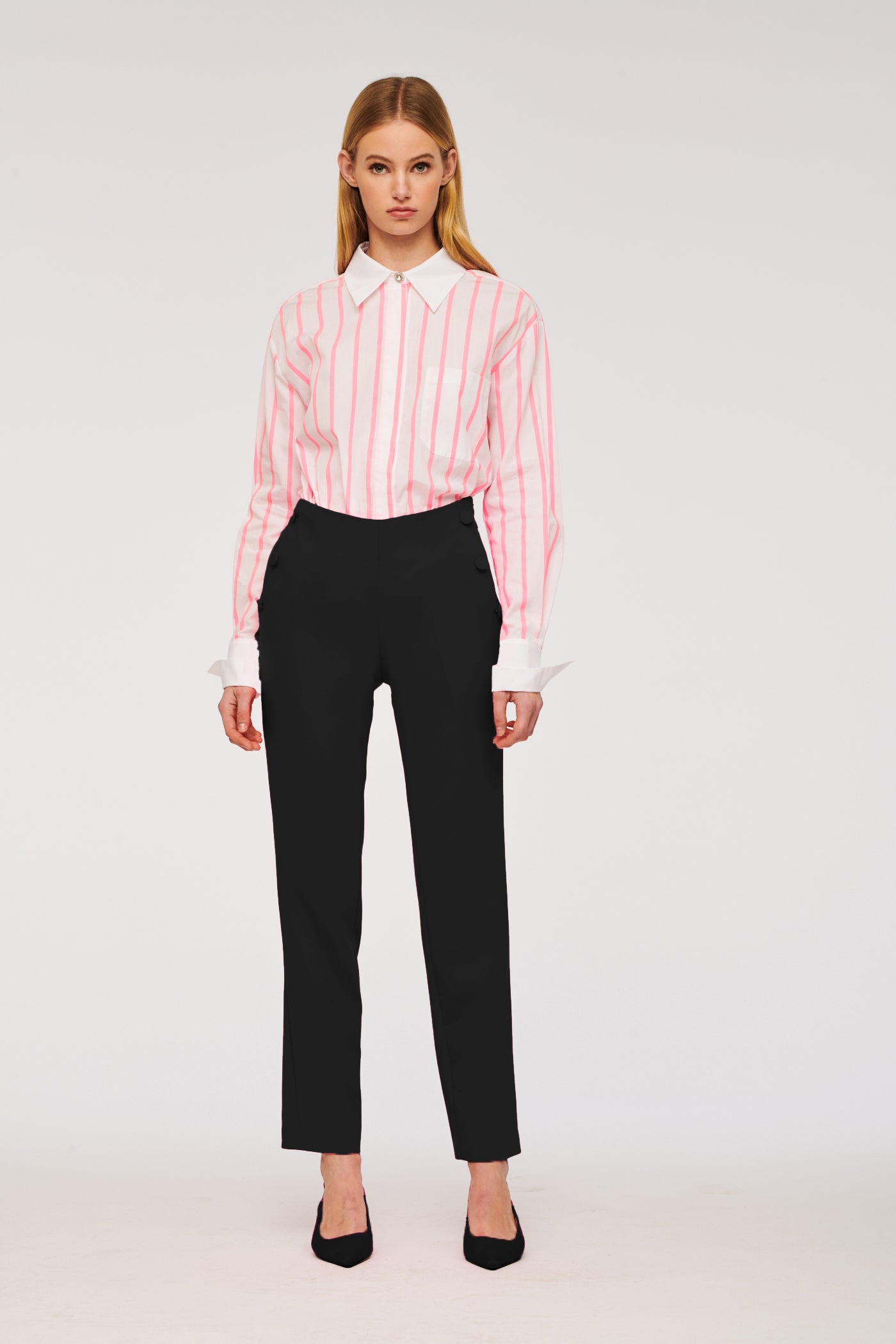 Straight-leg crêpe trousers