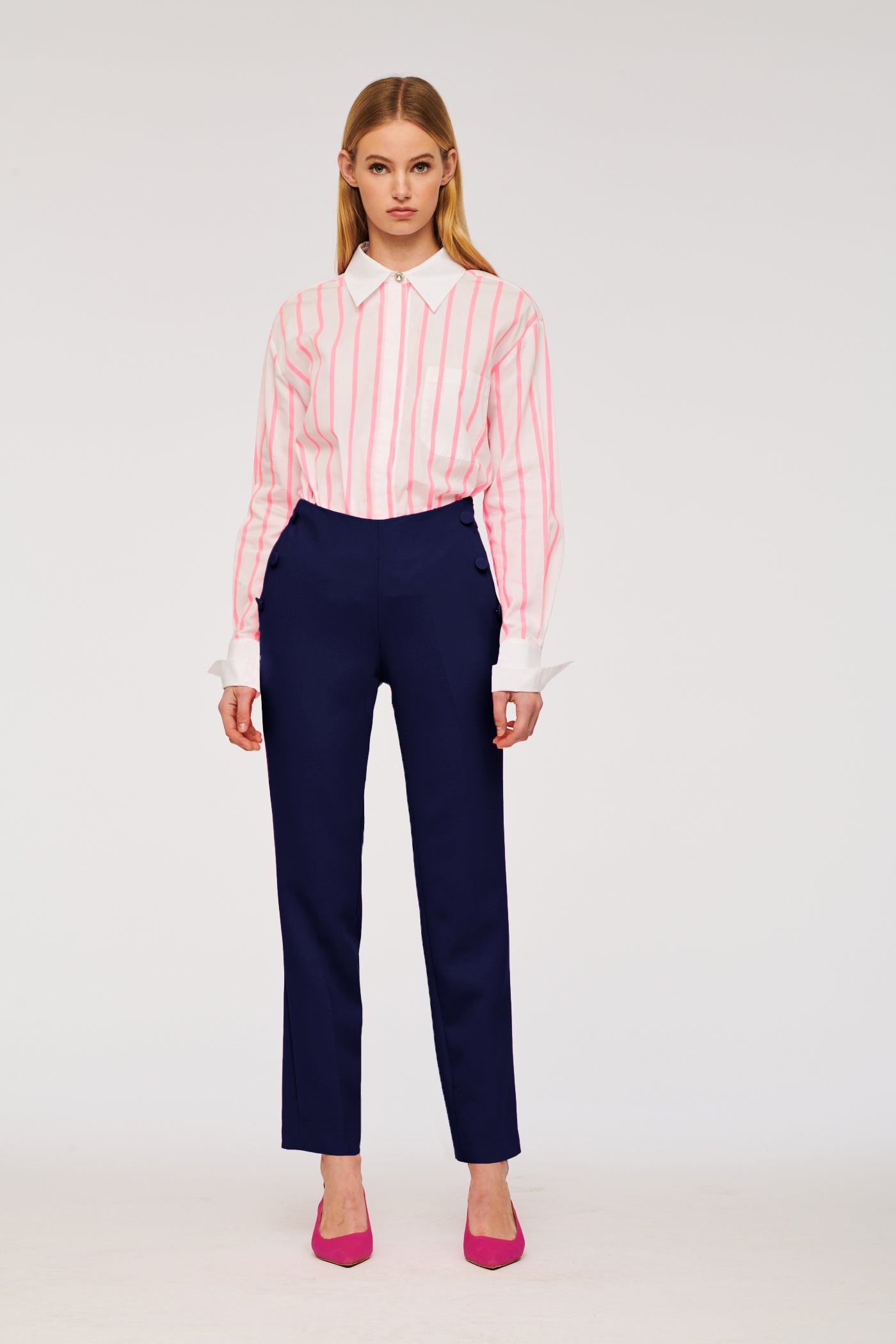 Straight-leg crêpe trousers
