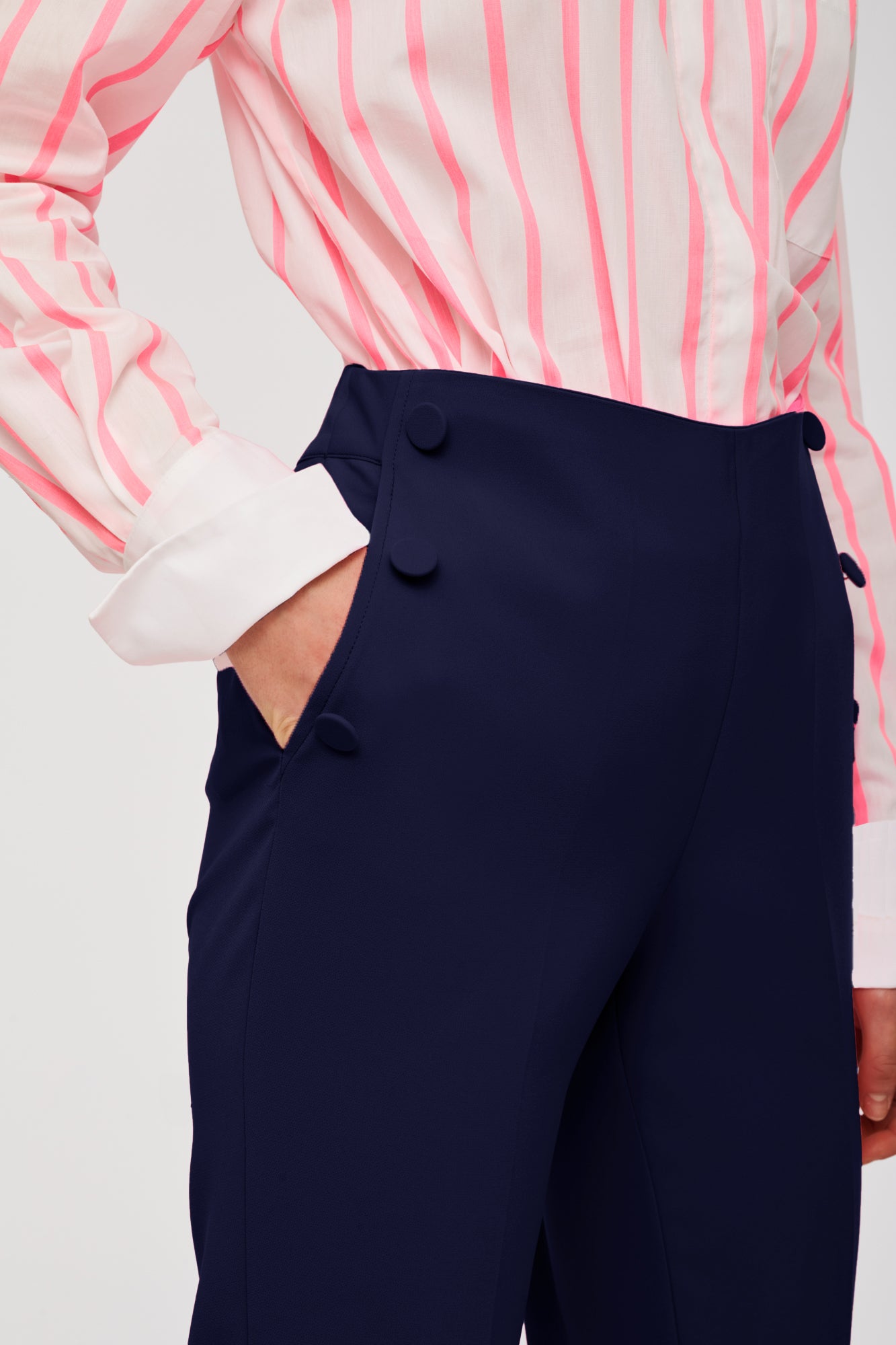 Straight-leg crêpe trousers