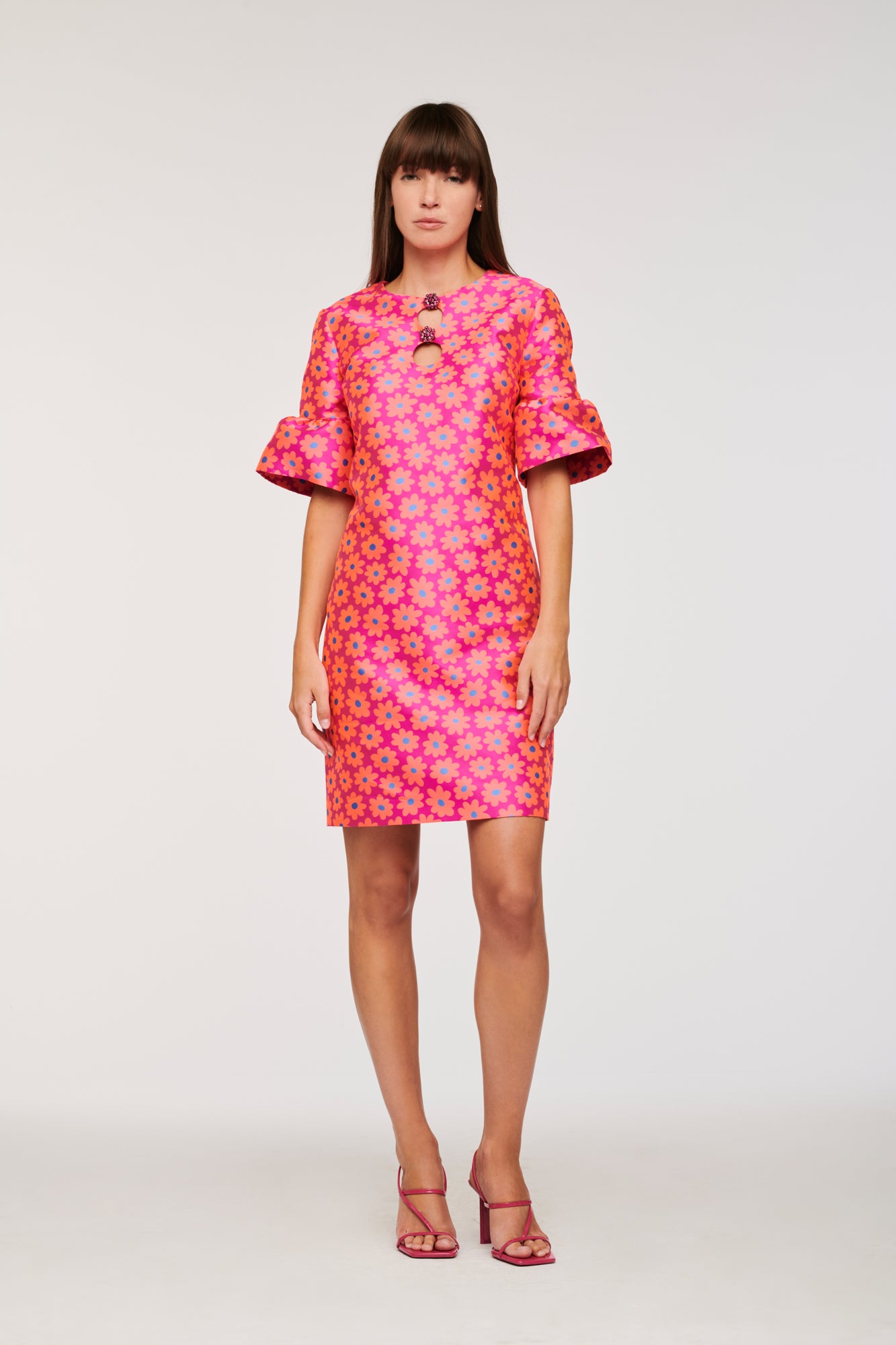 Short dress with jewellery buttons