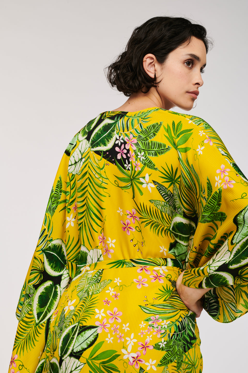 Robe kimono imprimée jungle